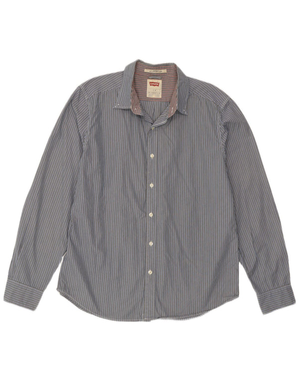 Camisa masculina Levi's Standard Fit grande listrada azul