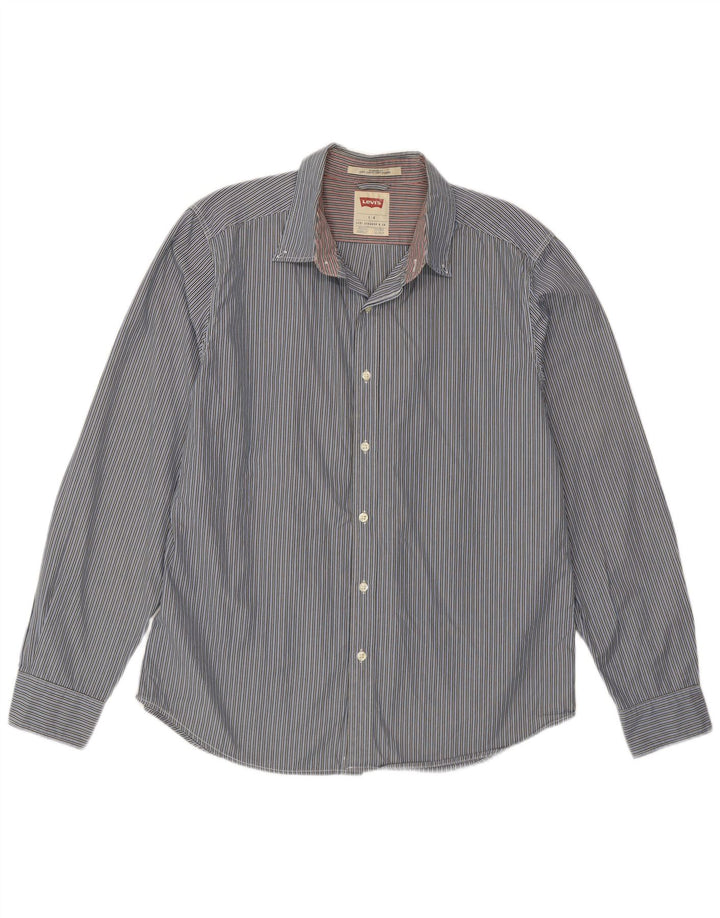 Camisa masculina Levi's Standard Fit grande listrada azul
