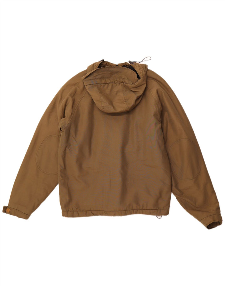 Jaqueta corta-vento masculina CONVERSE com capuz Reino Unido 36 algodão cáqui pequeno