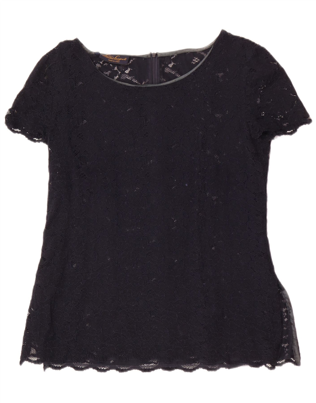 Luisa Spagnoli blusa feminina de renda top IT 46 grande azul marinho