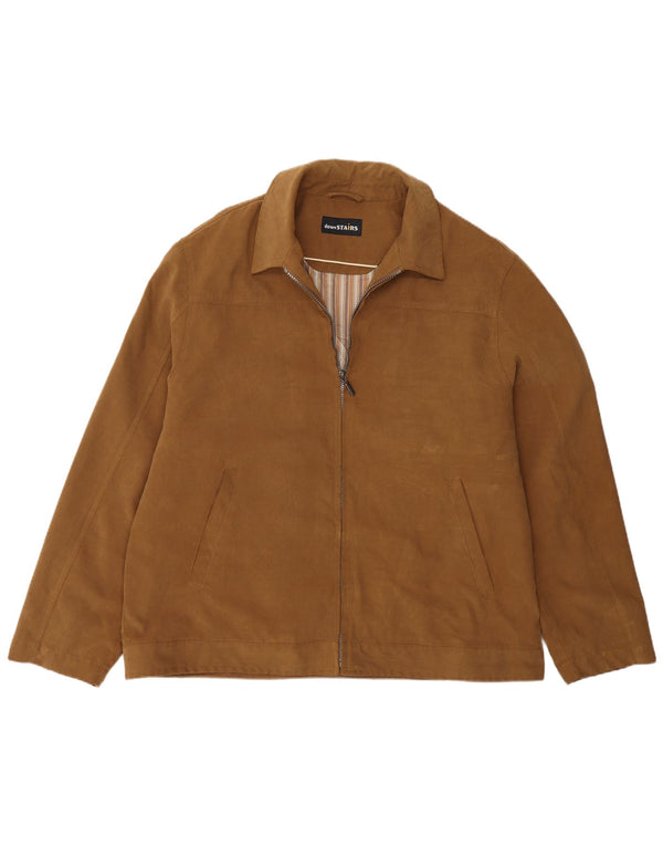Jaqueta bomber masculina vintage UK 46 3XL poliéster marrom