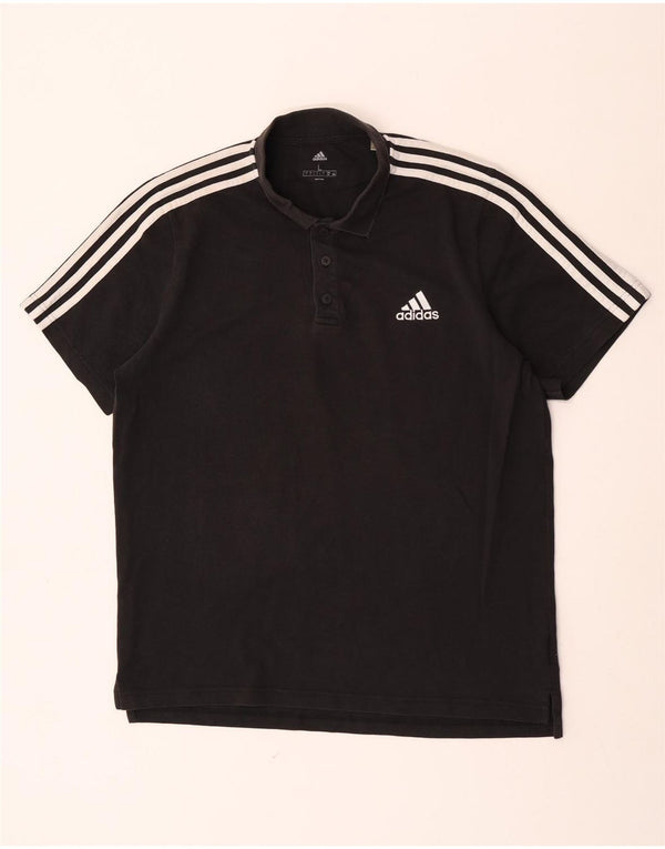 Camisa polo masculina Adidas grande algodão preto