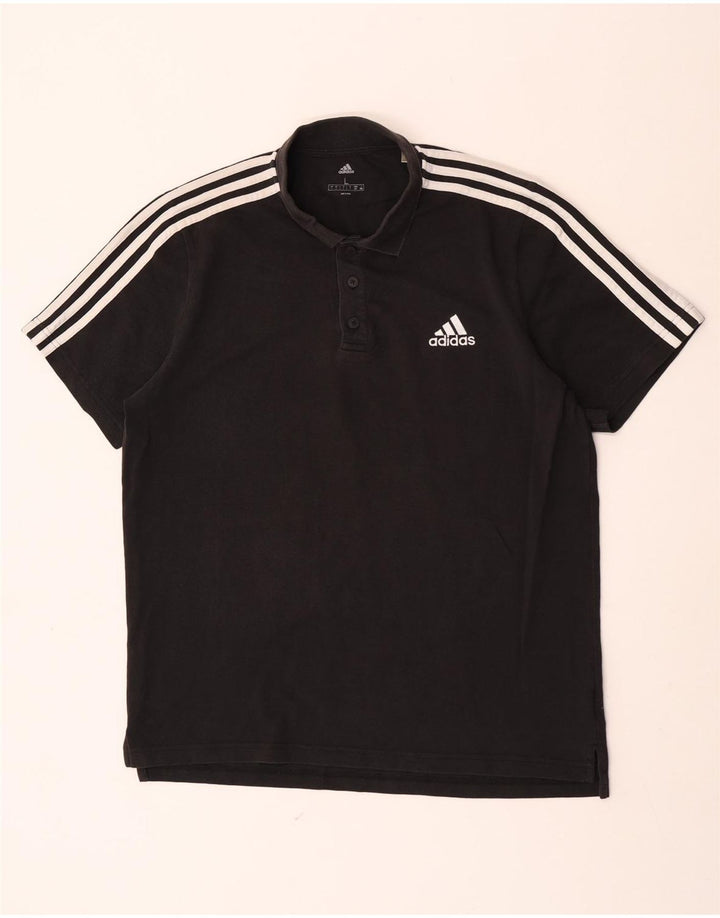 Camisa polo masculina Adidas grande algodão preto