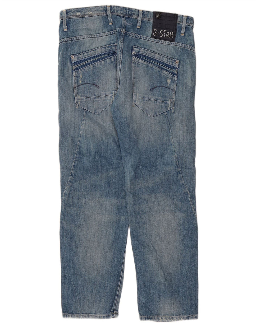 Calça jeans reta feminina G-Star desgastada W27 L27 algodão azul