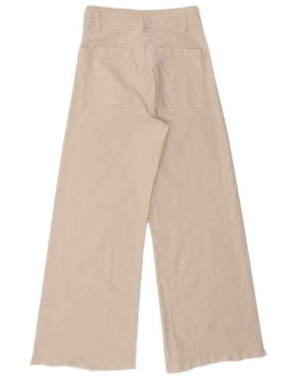 Zara Calça feminina casual cintura alta perna larga UE 38 pequena W28 L28 branca