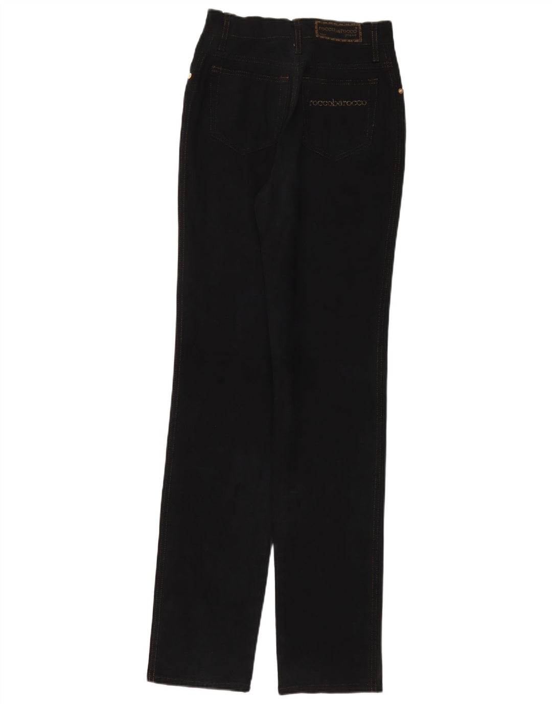 Jeans cônicos femininos ROCCOBAROCCO W27 L33 algodão preto