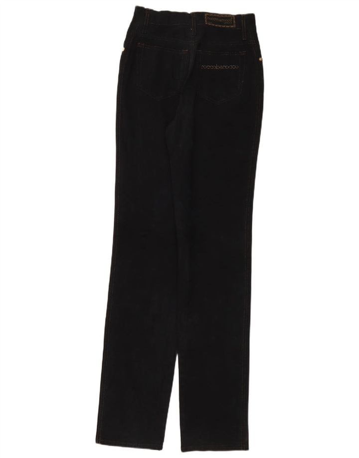 Jeans cônicos femininos ROCCOBAROCCO W27 L33 algodão preto