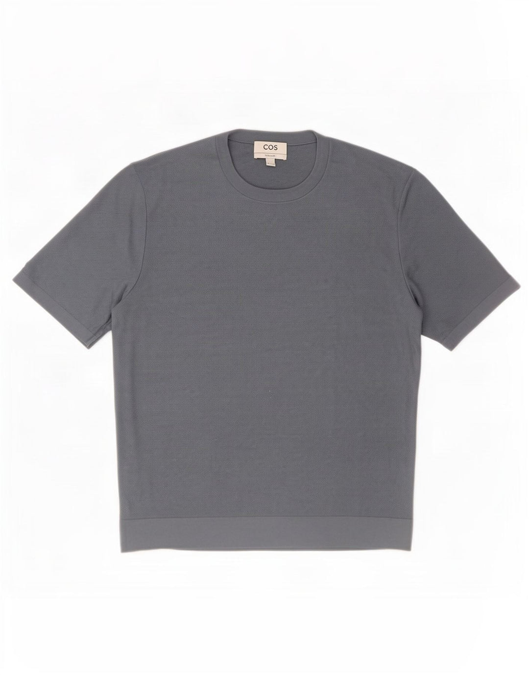 Cos Mens Camiseta Regular Top Seda Azul Médio