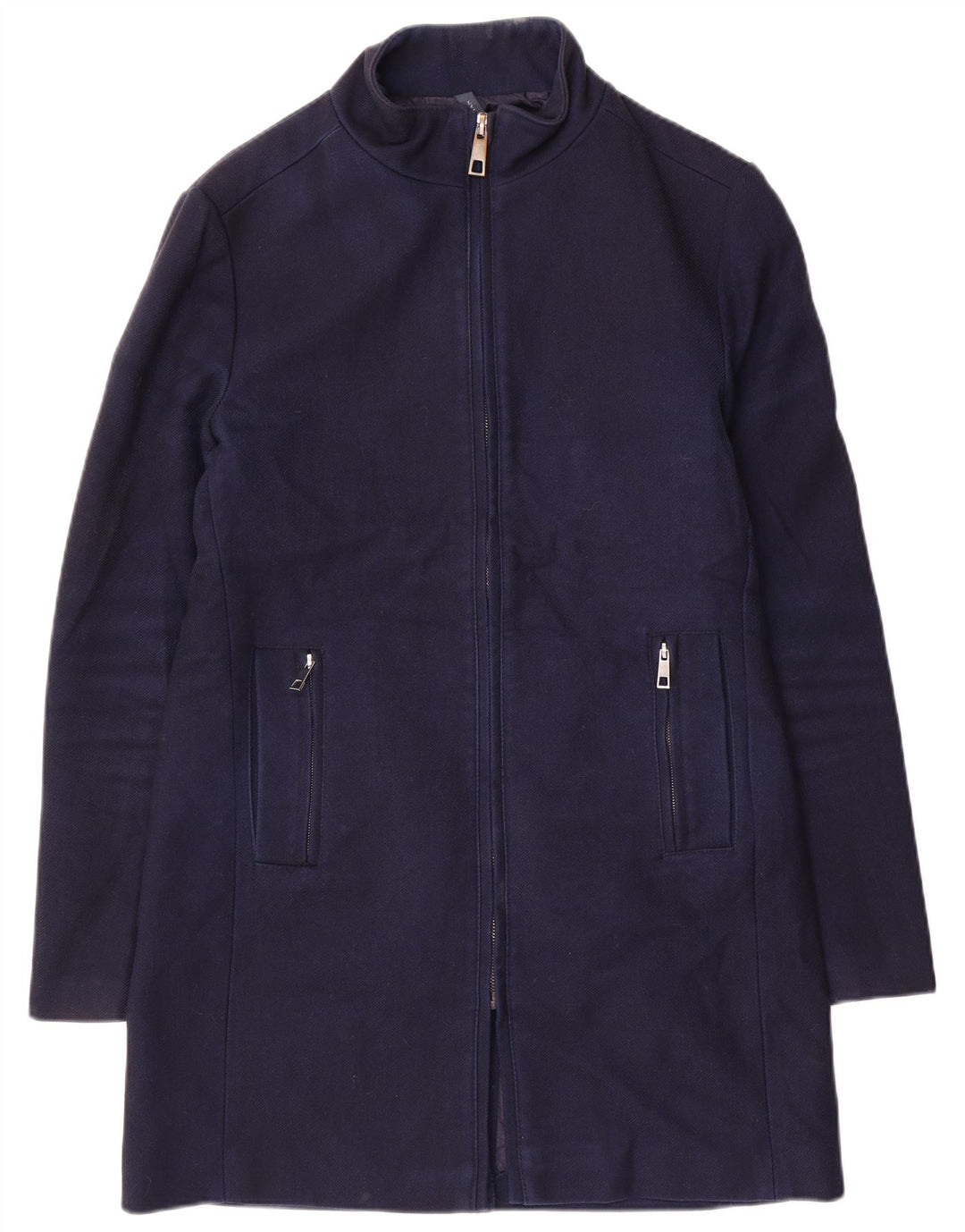 Sobretudo masculino ZARA UK 40 grande poliéster azul marinho