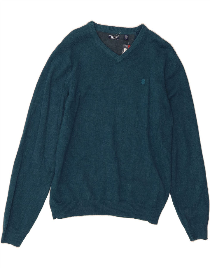 IZOD Mens V-Neck Jumper Sweater Large Blue Cotton Vintage Izod and Second-Hand Izod from Messina Hembry 