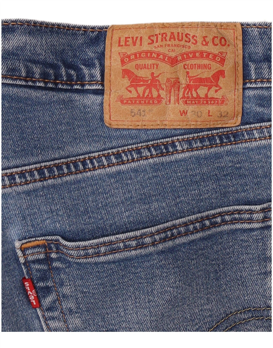 LEVI'S Masculino 541 Straight Jeans W30 L29 Azul Algodão