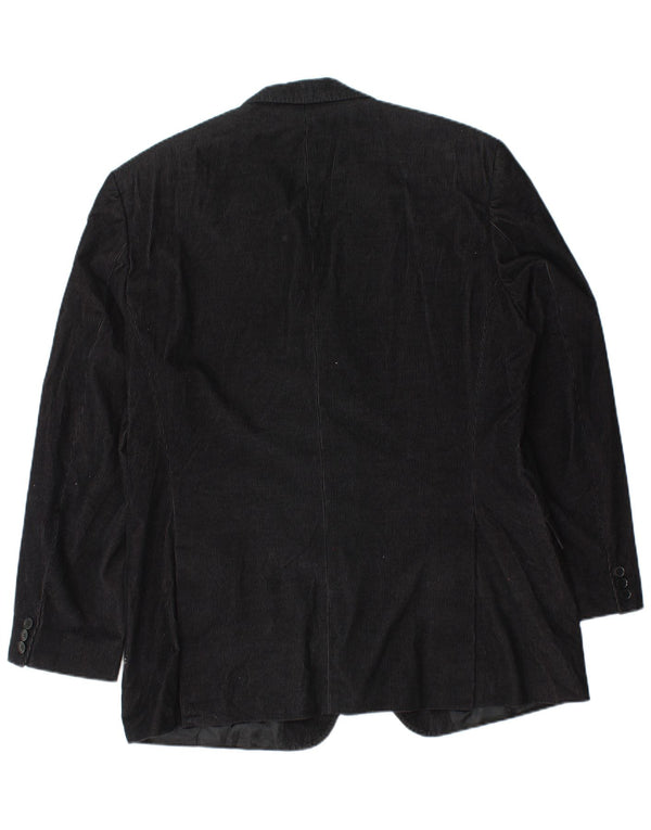 Jaqueta blazer masculina de veludo com 2 botões Hugo Boss EU 54 2XL algodão preto