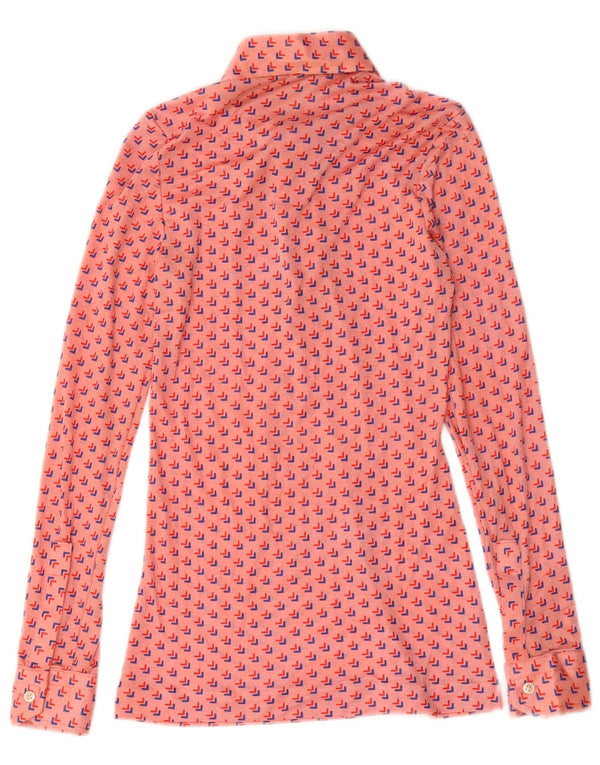 Pulôver feminino vintage blusa Reino Unido 8 pequeno rosa geométrico