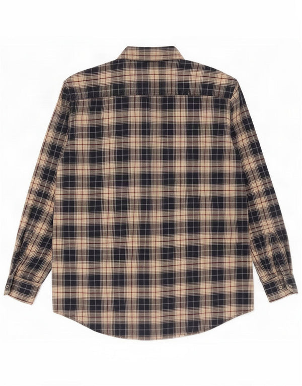Camisa masculina de flanela Carrera XL azul marinho xadrez algodão