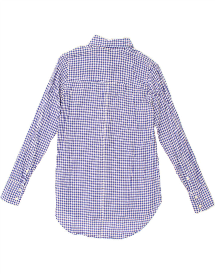 J. CREW Womens Longline Shirt US 00 2XS Purple Check Cotton Vintage J. Crew and Second-Hand J. Crew from Messina Hembry 