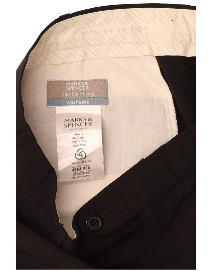 Calça masculina Marks & Spencer com pegged terno W36 L29 poliéster preto