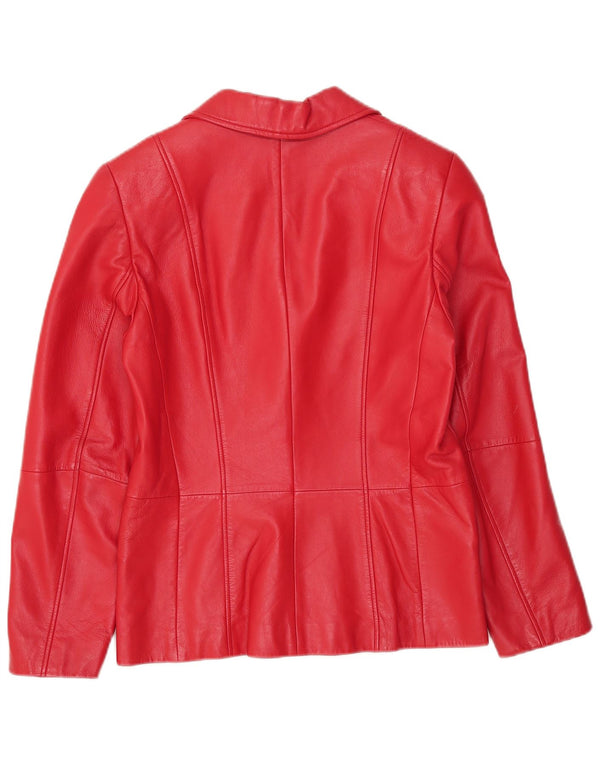 Jaqueta de couro feminina Gerry Weber UK 12 couro vermelho médio