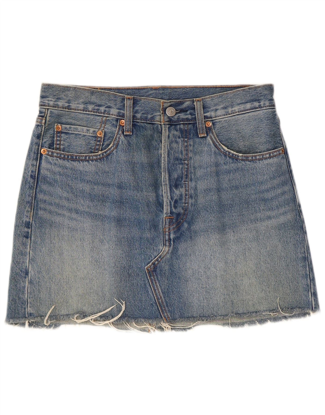 Saia jeans feminina Levi's W27 pequeno algodão azul