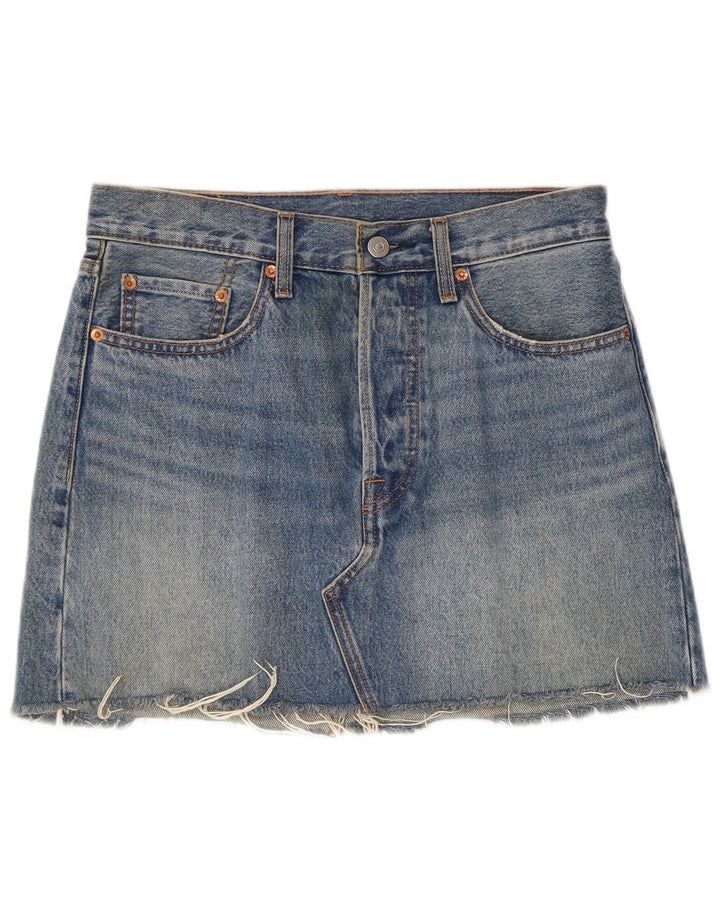 Saia jeans feminina Levi's W27 pequeno algodão azul