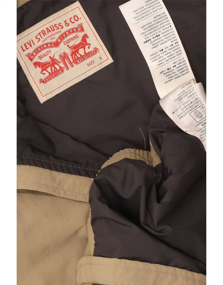 Jaqueta bomber gráfica masculina Levi's UK 40 grande bege colorblock poliamida