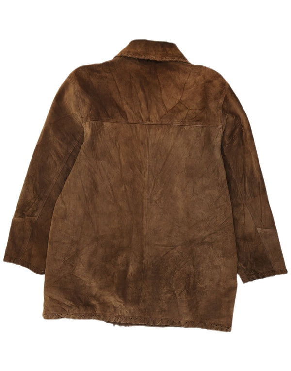 Jaqueta feminina VINTAGE de camurça Reino Unido 16 grande couro marrom