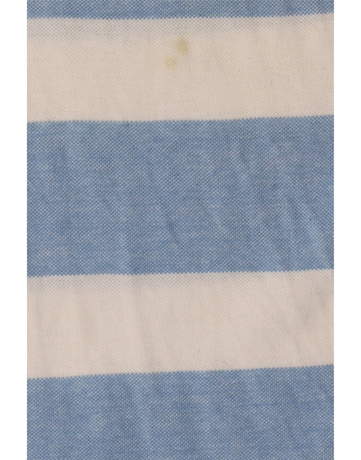 Camisa polo masculina Crew Clothing algodão listrado azul médio