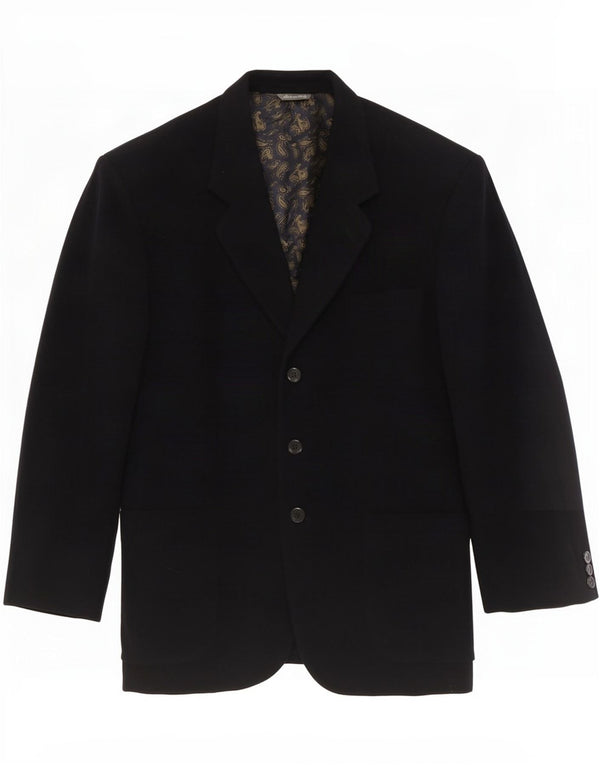 Jaqueta Blazer Masculina Byblos com 3 Botões IT 48 Lã Azul Marinho Médio