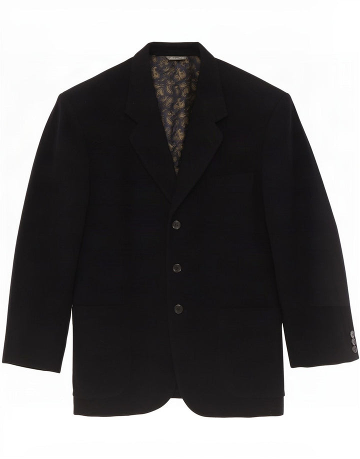 Jaqueta Blazer Masculina Byblos com 3 Botões IT 48 Lã Azul Marinho Médio