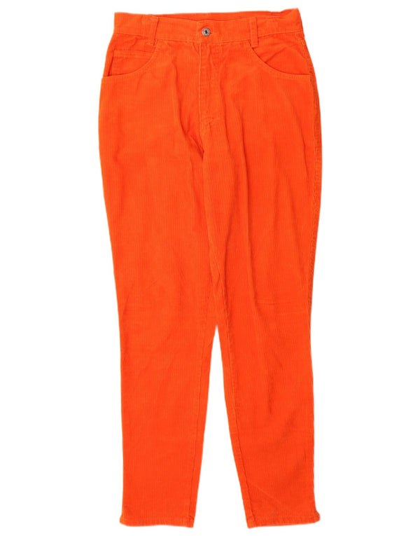 Calça feminina zip de cintura alta cônica de veludo IT 46 grande W28 L31 laranja
