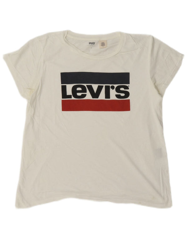 Camiseta feminina gráfica Levi's UK 14 médio branco