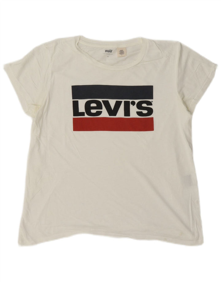 Camiseta feminina gráfica Levi's UK 14 médio branco