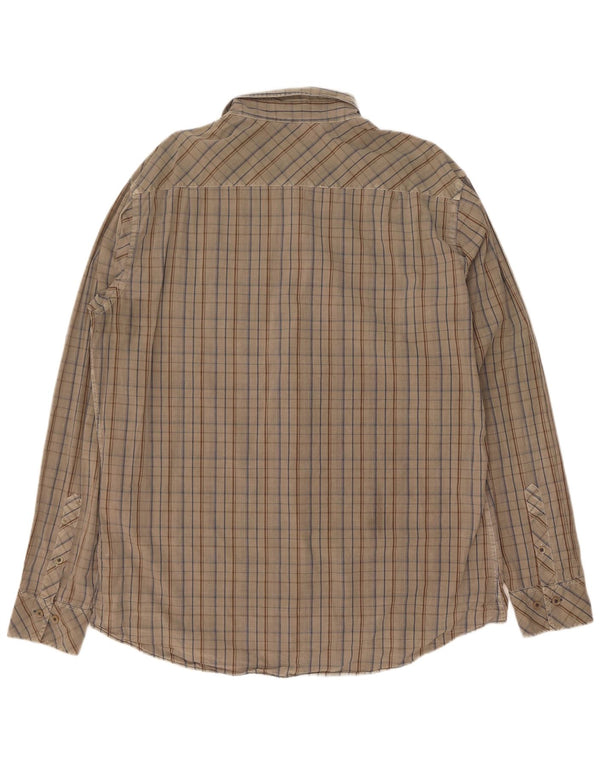 Camisa masculina Marlboro Classics Regular Fit 2XL algodão xadrez cáqui