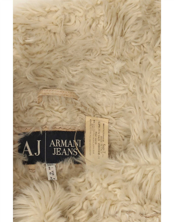 Jaqueta feminina Armani Jeans Crop Sherpa IT 44 Médio Bege Tie Dye Acrílico