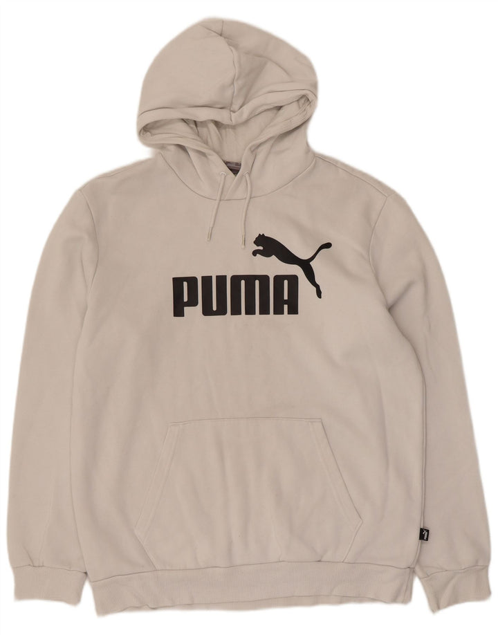 Puma masculino gráfico moletom com capuz médio algodão branco