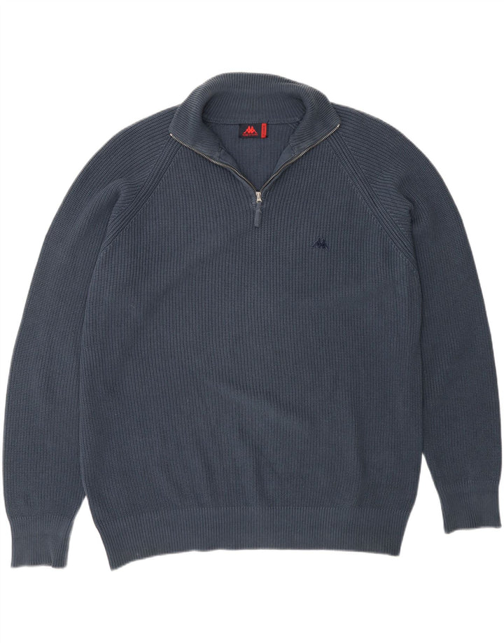 KAPPA Mens Zip Neck Jumper Sweater XL Navy Blue Cotton Vintage Kappa and Second-Hand Kappa from Messina Hembry 