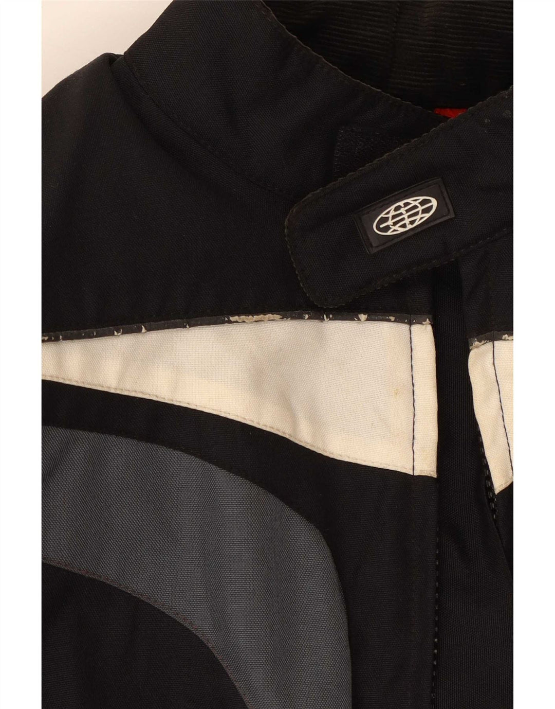 Jaqueta vintage masculina Racer UK 36 poliamida colorblock preta pequena