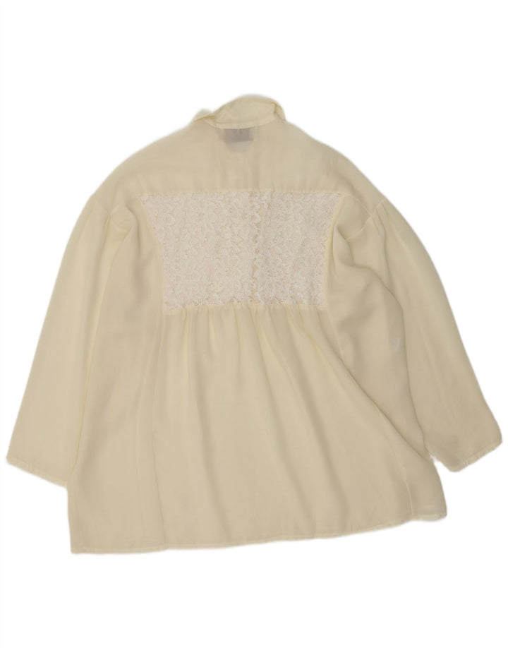 Pulôver feminino vintage blusa oversized UK 18 XL off white poliéster