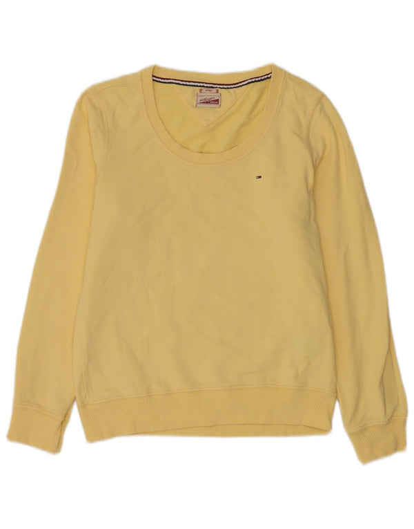 Tommy Hilfiger moletom feminino jumper UK 14 grande algodão amarelo