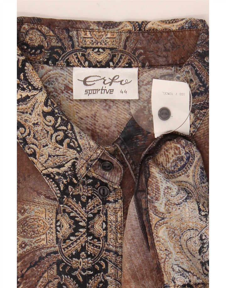 Camisa oversized feminina vintage IT 44 marrom médio Paisley Tencel