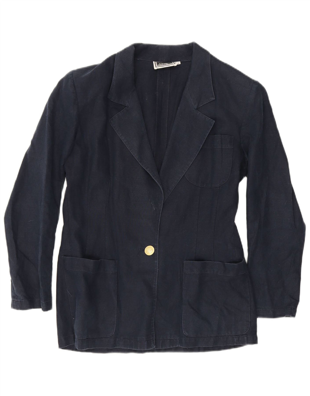 Jaqueta blazer feminina Luisa Spagnoli com 1 botão Reino Unido 10 pequena azul marinho