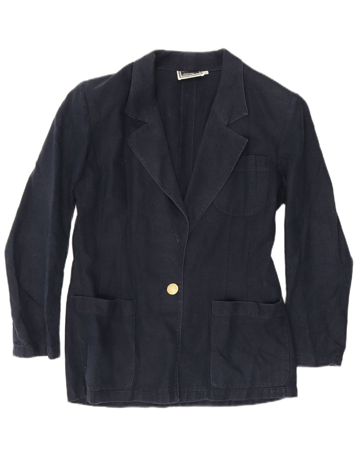 Jaqueta blazer feminina Luisa Spagnoli com 1 botão Reino Unido 10 pequena azul marinho