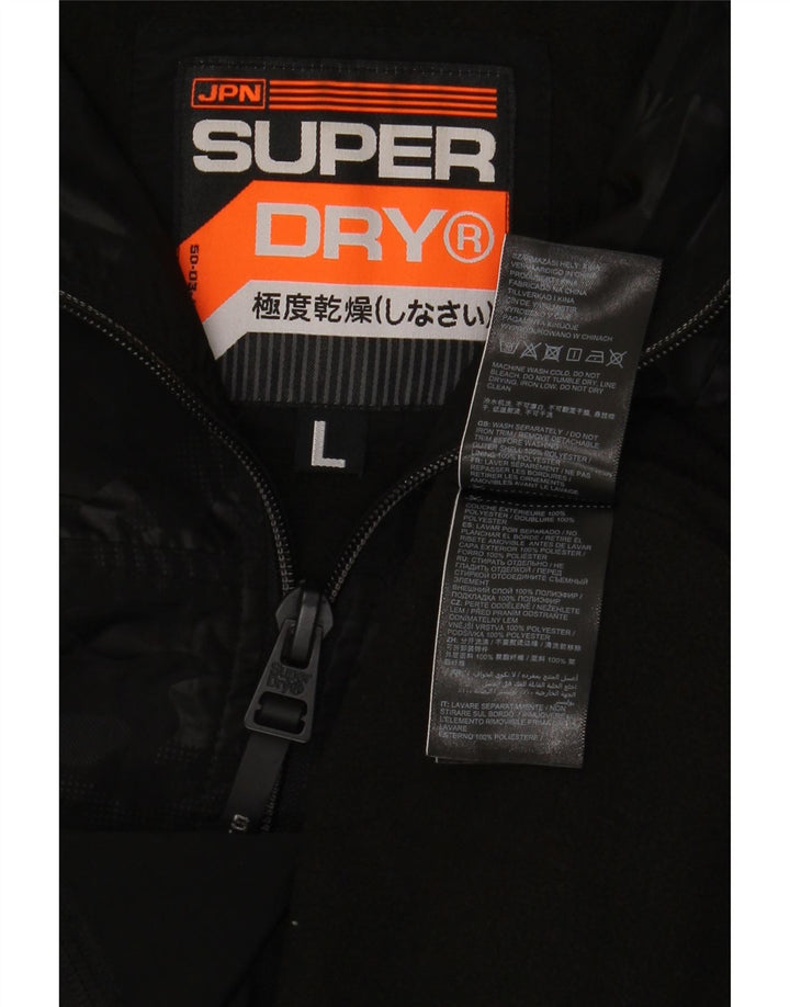 Jaqueta de chuva masculina Superdry com capuz 40 poliéster preto grande Reino Unido