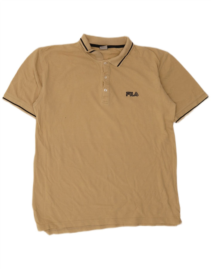 Camisa polo masculina Fila XL algodão listrado bege