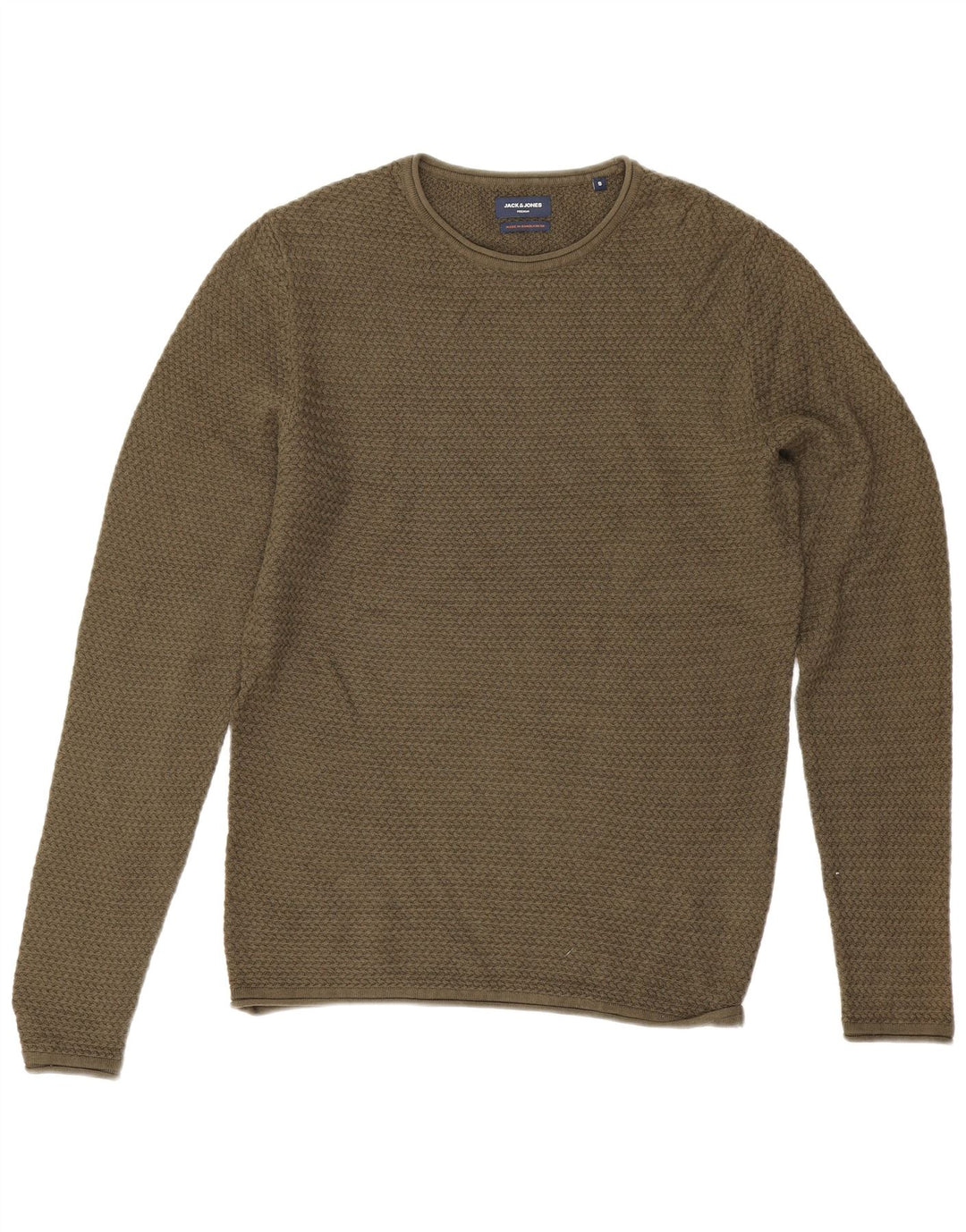 Suéter masculino Jack & Jones com gola redonda e algodão cáqui pequeno