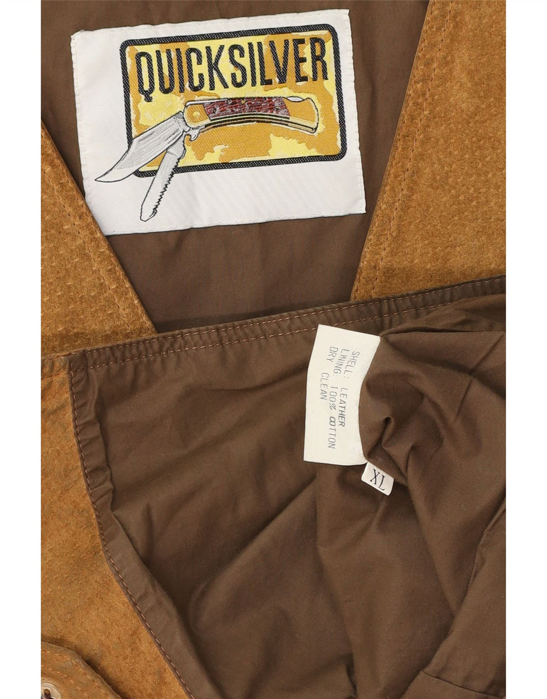 Colete masculino de camurça Quiksilver XL couro marrom