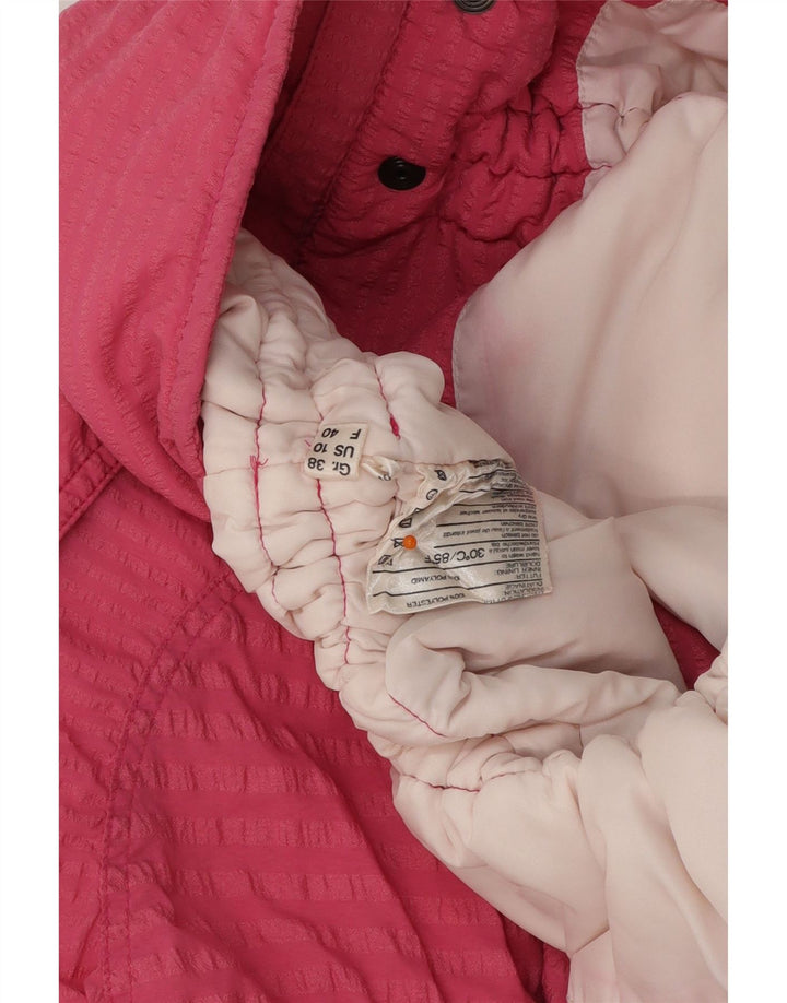 Jaqueta acolchoada feminina VINTAGE de grandes dimensões US 10 poliéster listrado rosa grande