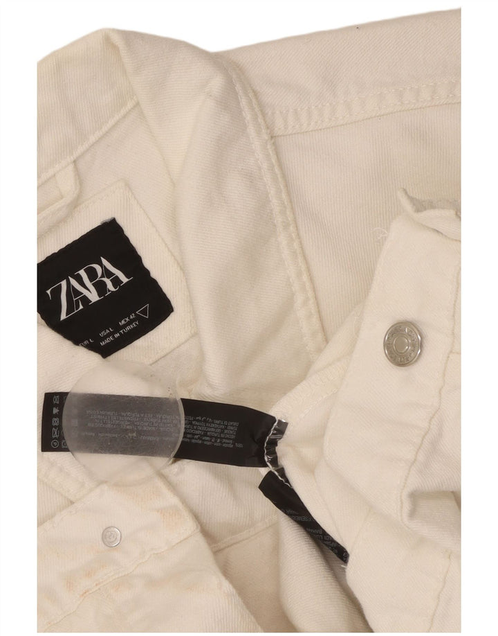 Jaqueta jeans masculina Zara Graphic UK 40 grande algodão branco