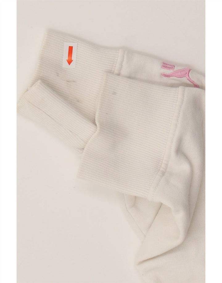 PUMA Womens Graphic Hoodie Jumper UK 10 Small Off White Cotton Vintage Puma and Second-Hand Puma from Messina Hembry 