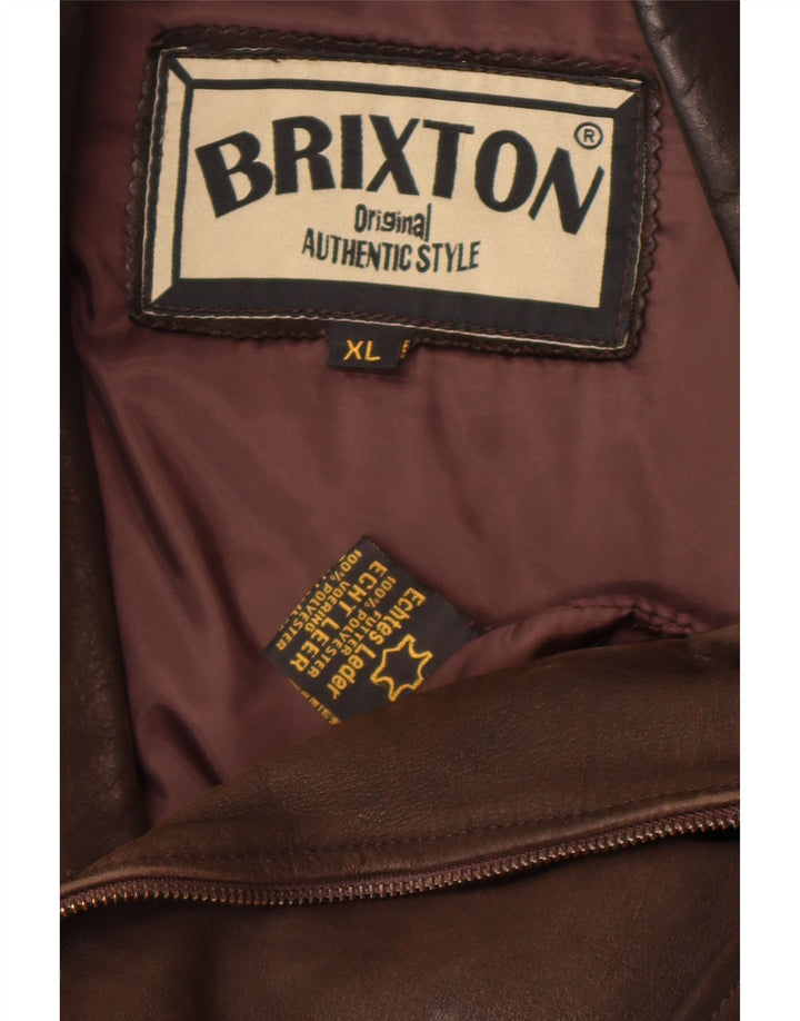 Jaqueta feminina de couro para motociclista Brixton Reino Unido 18 XL couro marrom