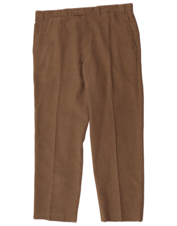 Calça masculina de terno reto MARKS & SPENCER W38 L31 poliéster bege
